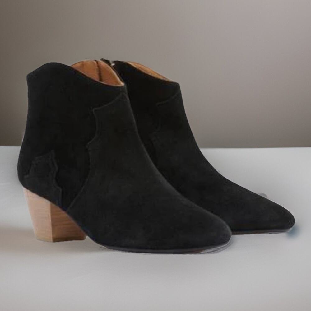 Isabel Marant Western Suede Dicker Boots Black Bootie French Luxury 38 7.5-8